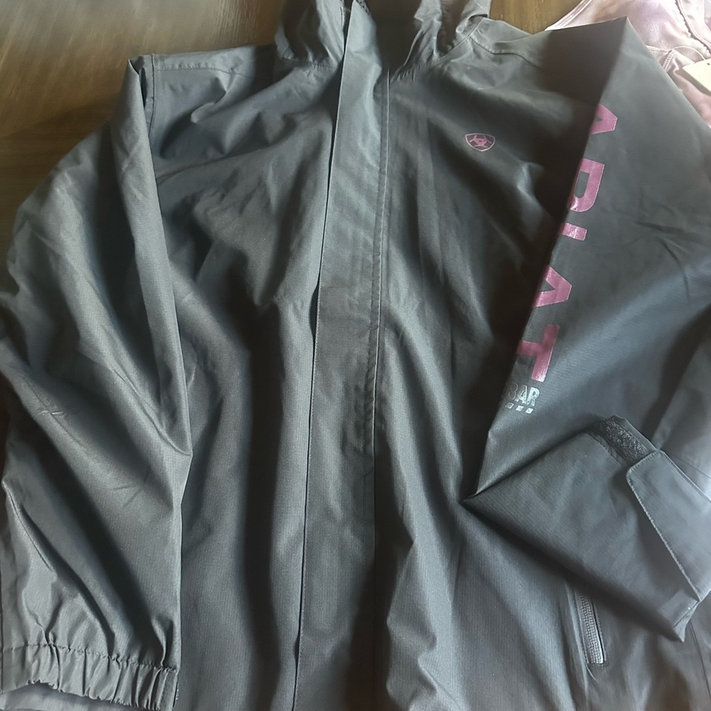 Black Ariat Rebar Jacket with Logo and Sleeve Detail